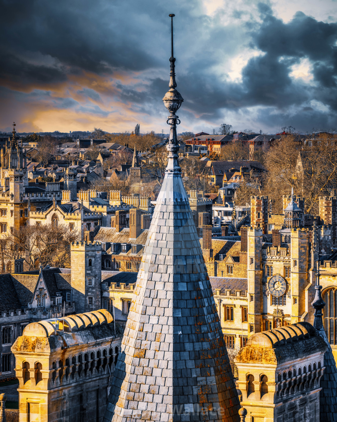 "Spire of Gonville & Caius College, University of Cambridge." stock image