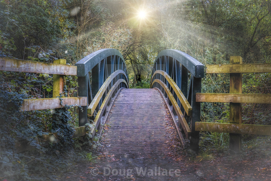 "Milton Country Park Bridge, Cambridge UK." stock image