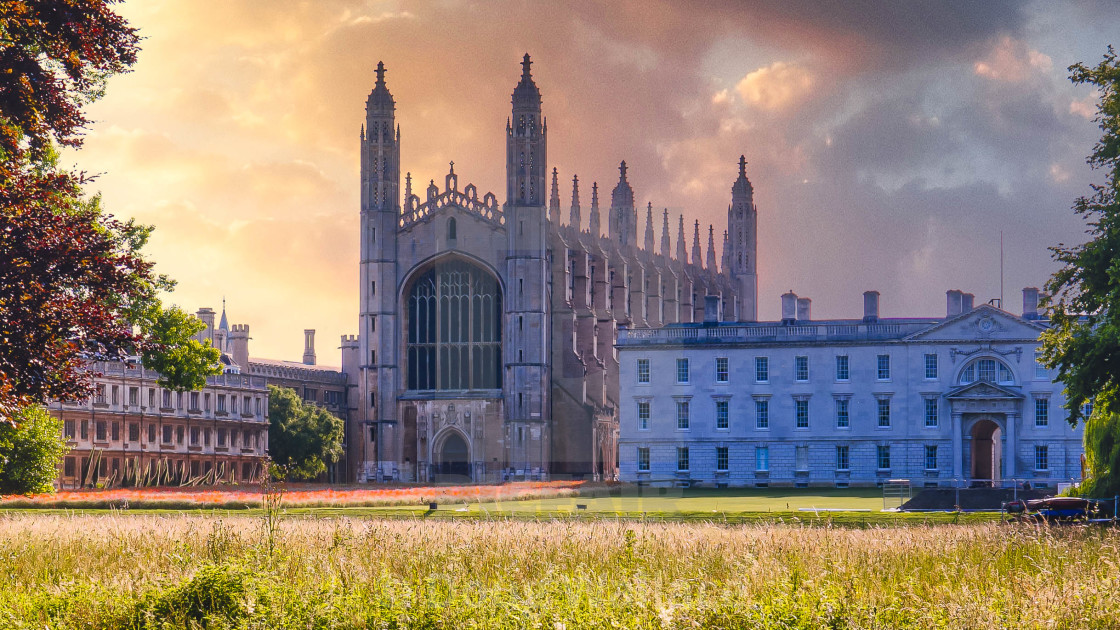 "Sunrise over King's College Chapel." stock image