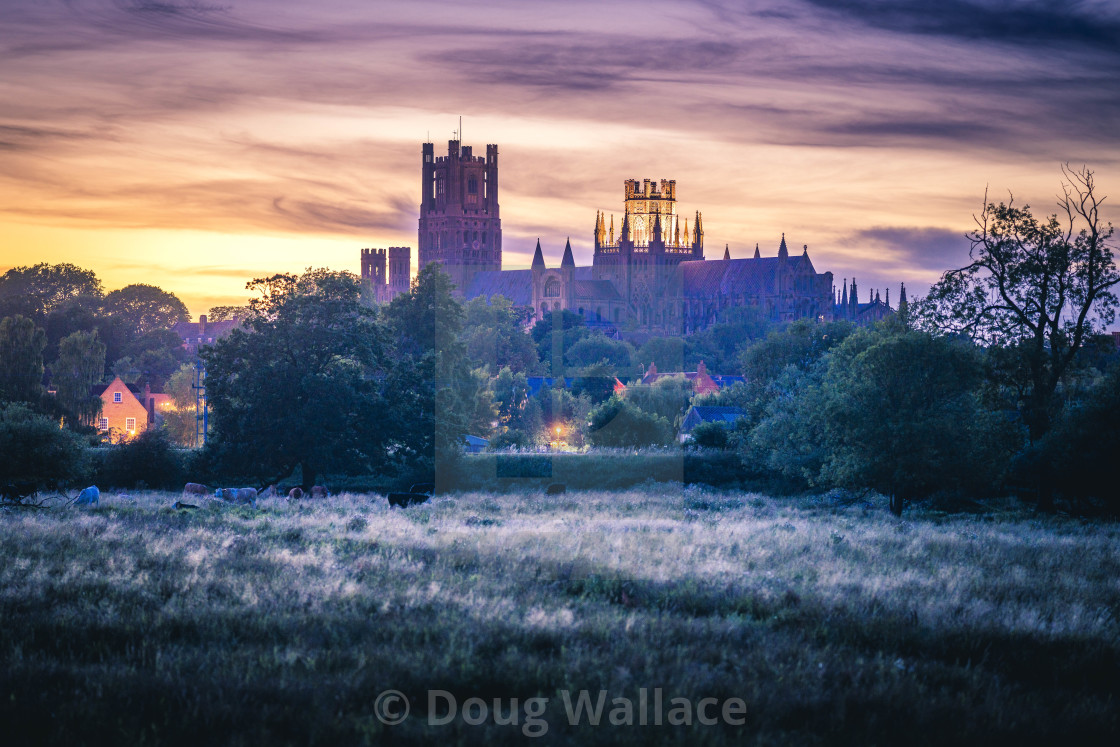 "Ely Cathedral Sunset, Cambridgeshire UK." stock image