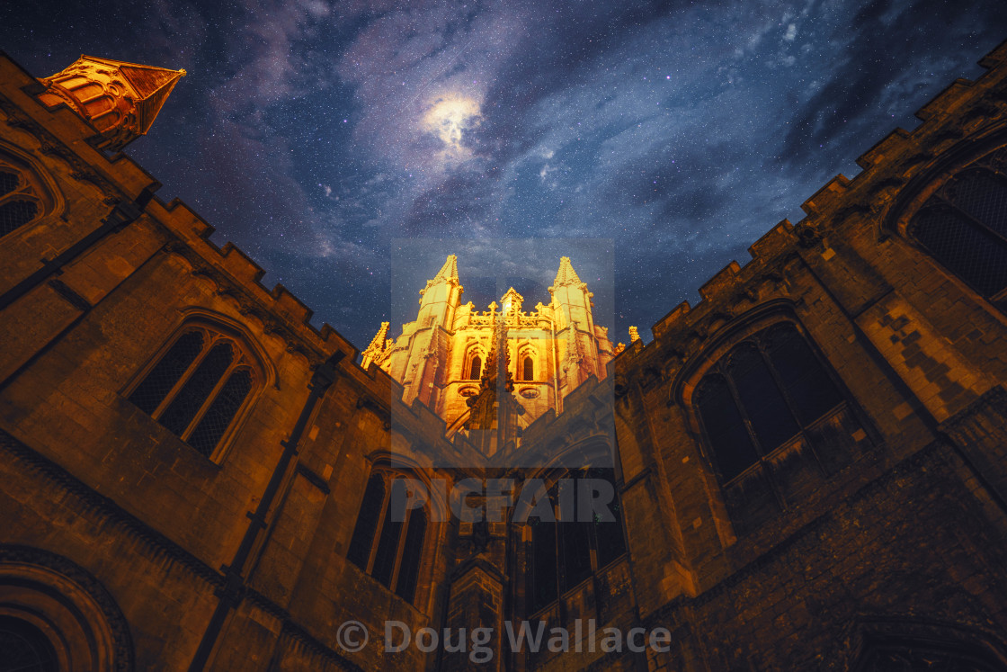 "Octagon Tower of Ely Cathedral by night." stock image