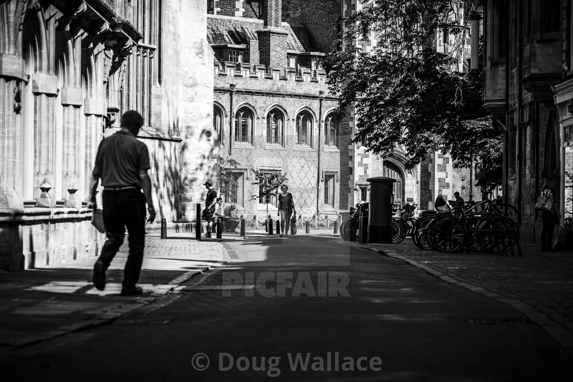 "Bridge Street in Black and White, Cambridge UK." stock image