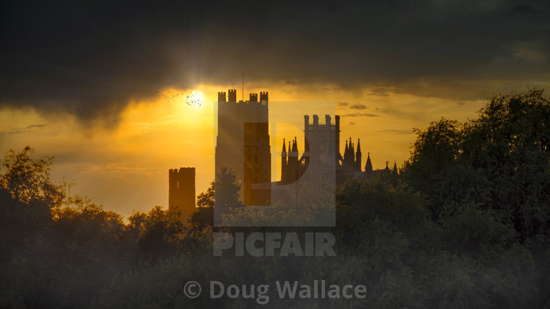 "Ely Cathedral Sunset." stock image