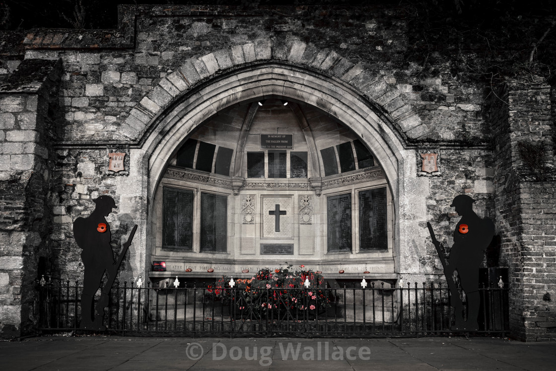 "Ely War Memorial in Black and Red." stock image