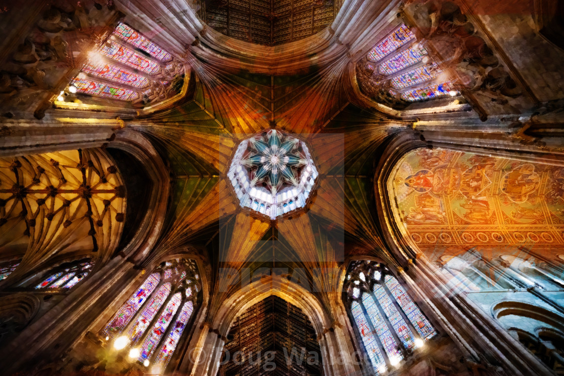 "The Octagon Tower in Watercolour, Ely Cathedral, Cambridgeshire UK." stock image