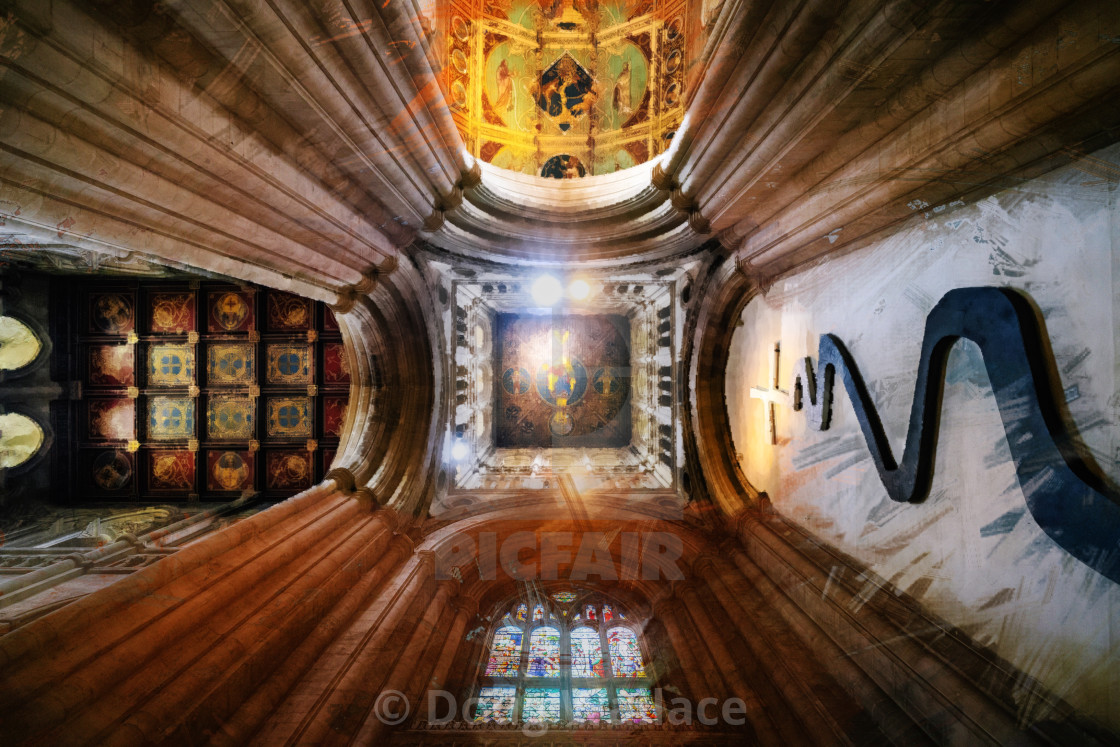 "The West Tower in Watercolour, Ely Cathedral, Cambridgeshire UK." stock image