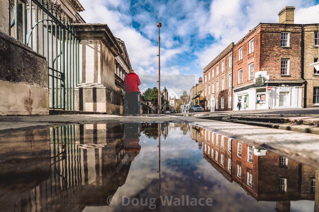 "Reflections from Trumpington Street, Cambridge UK." stock image