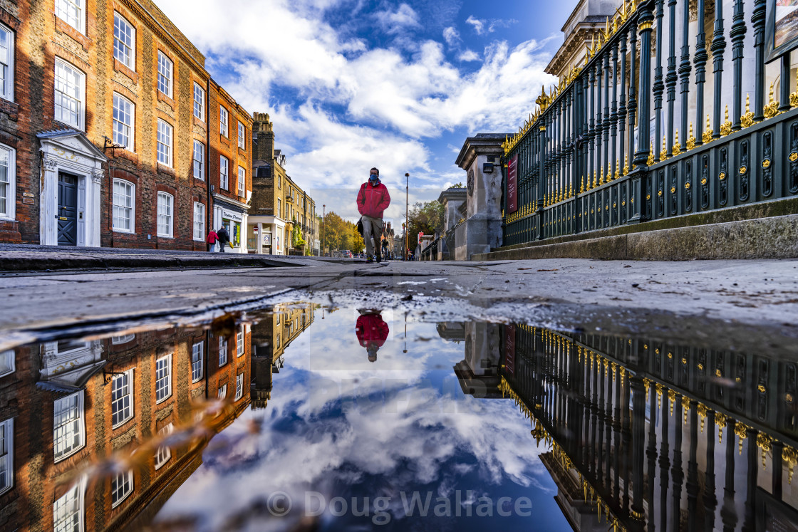 "Reflections from Trumpington Street, Cambridge UK." stock image