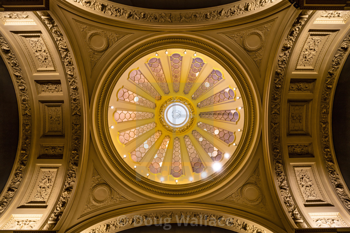 "Dome Ceiling from gallery 4, Fitzwilliam Museum, Cambridge UK." stock image