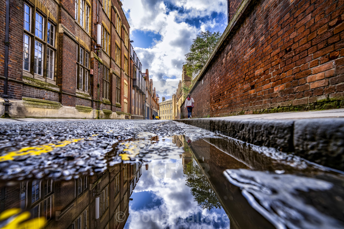 "Reflections from Silver Street, Cambridge UK." stock image