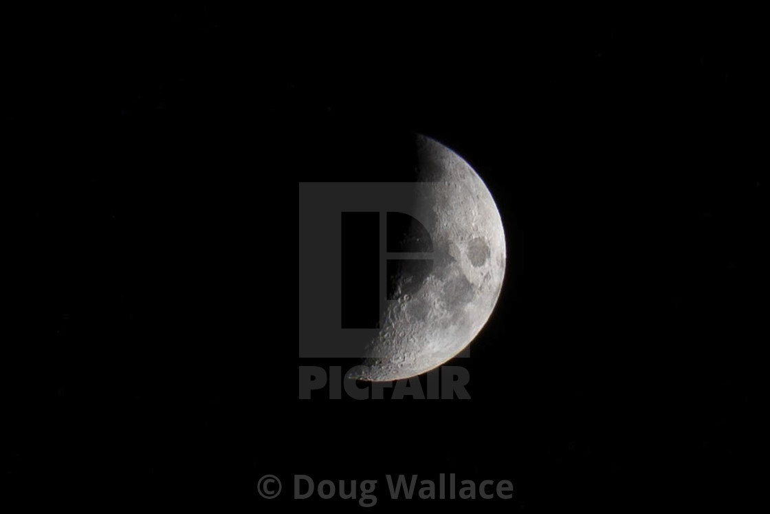 "A Waxing Crescent Moon, 42.7 visable. Picture taken 22/10/20 from Cambridge UK." stock image