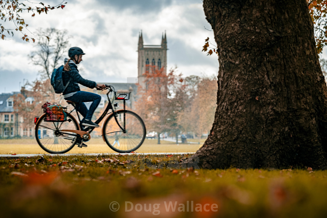 "Rainy Autumnal day from Jesus Green, Cambridge UK." stock image