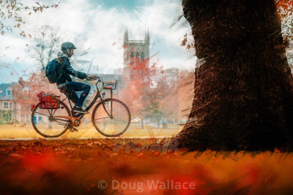 "Autumn Colours in Watercolour from Jesus Green, Cambridge UK." stock image