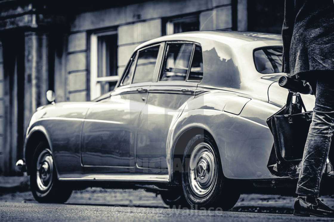 "Bentley parked on Kings Parade, Cambridge UK." stock image