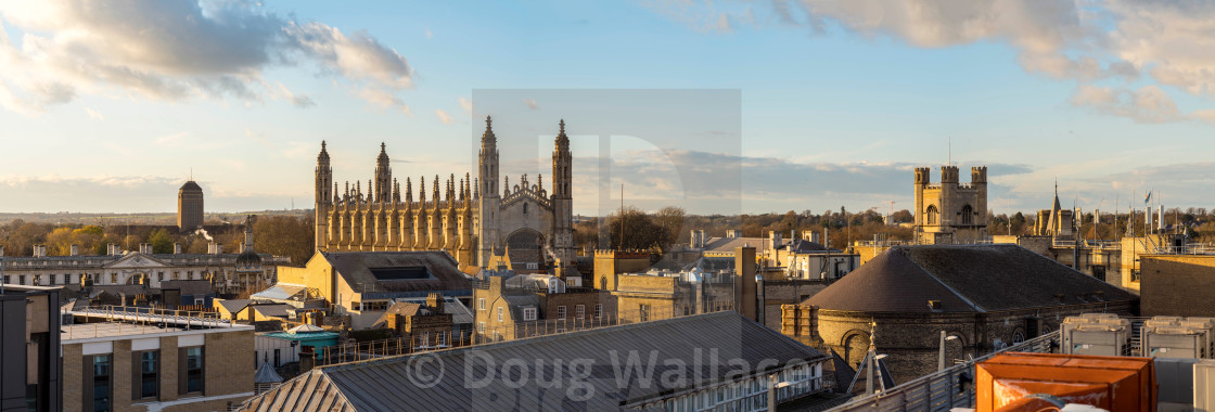 "Golden hour Panorama of Cambridge City centre." stock image