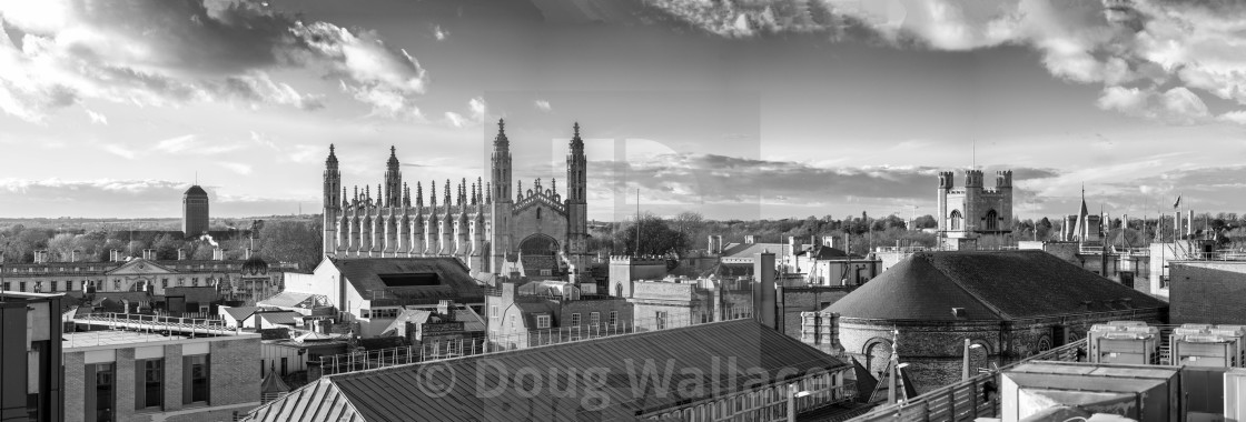 "Black and White Pano of Cambridge City Centre." stock image