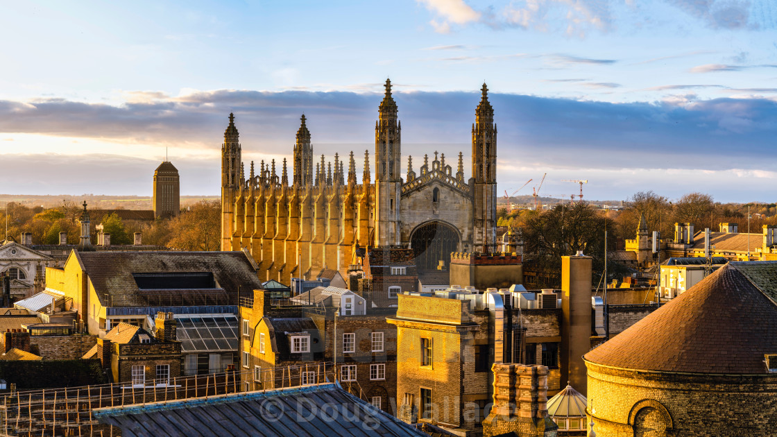 "King's College Chapel in Golden Hour sunset, Cambridge UK." stock image