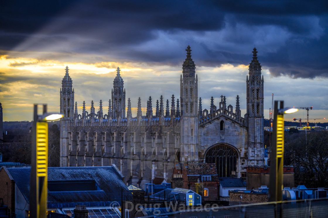 "King's College Chapel during sunset, Cambridge UK." stock image