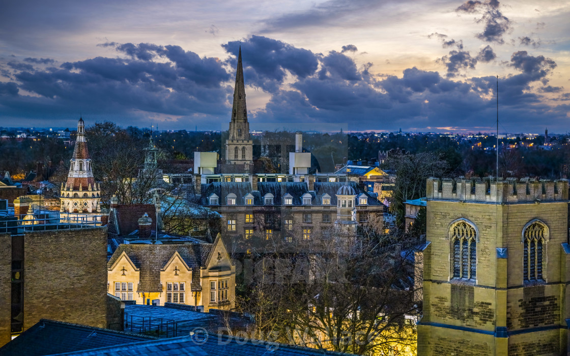 "Cambridge city centre in Blue hour." stock image