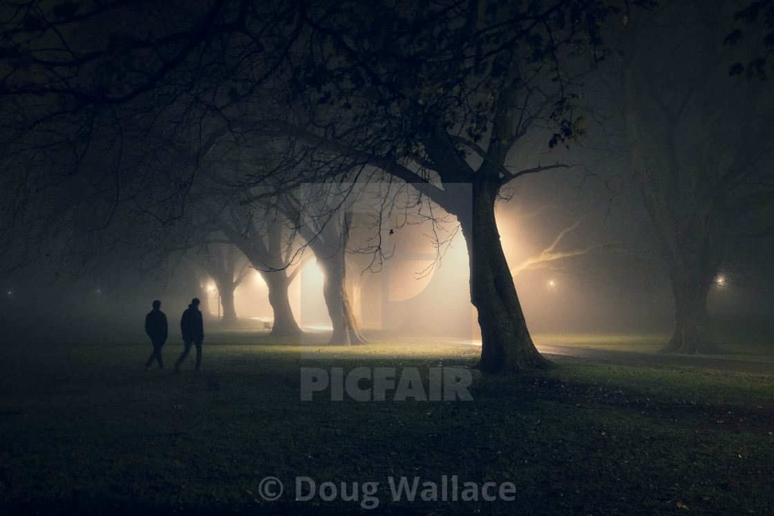 "A foggy Evening walk from Jesus Green, Cambridge UK." stock image