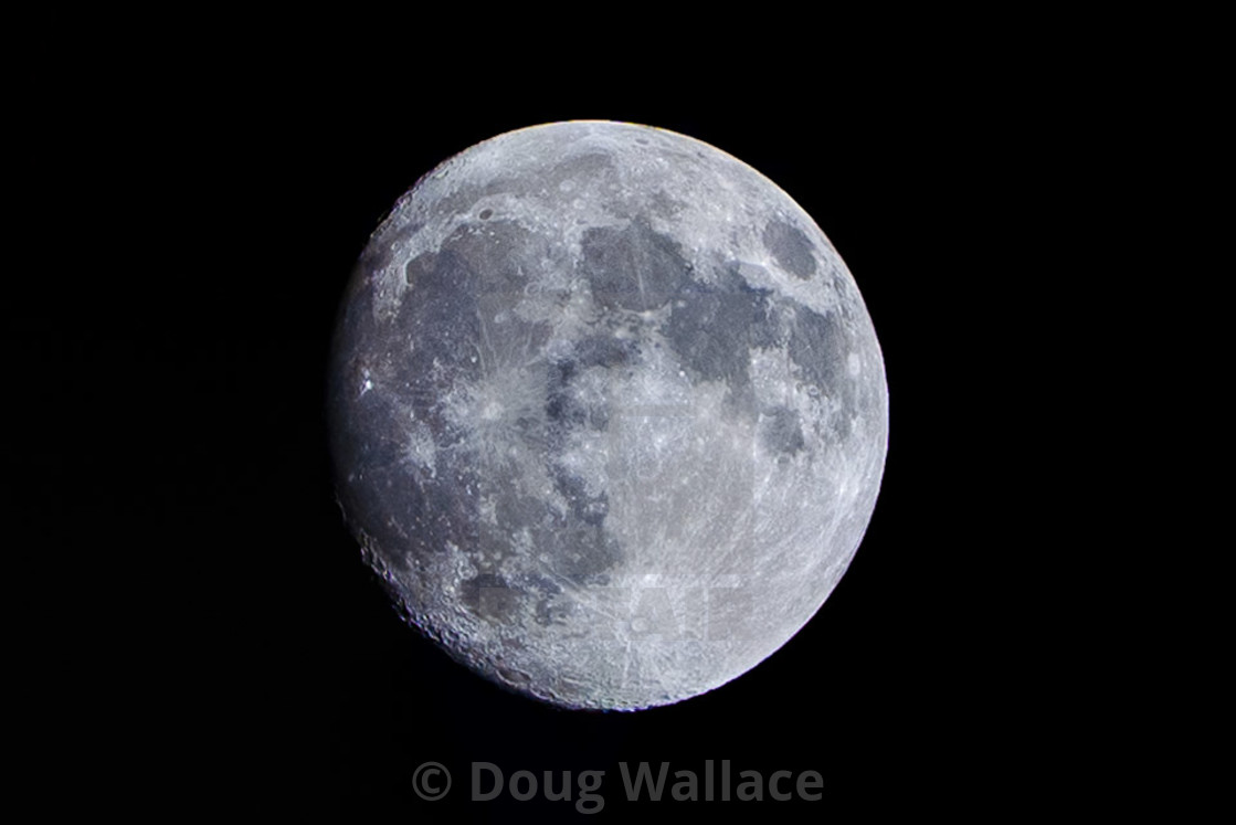 "Waxing Gibbous Moon, 95% visable." stock image