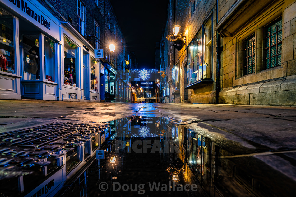 "Night Reflections from Rose Crescent, Cambridge UK." stock image