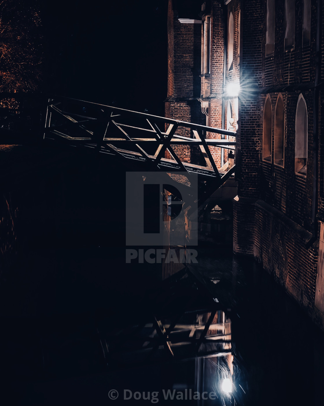 "Mathematical Bridge at night, Cambridge UK." stock image