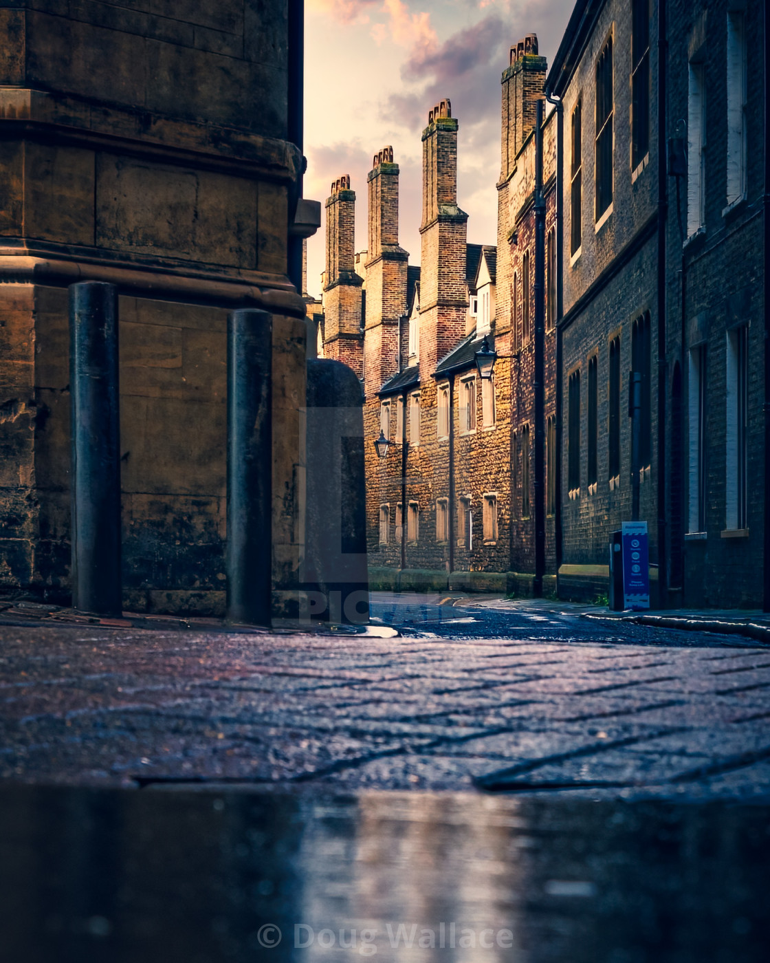 "Golden hour from Trinity Lane, Cambridge UK." stock image