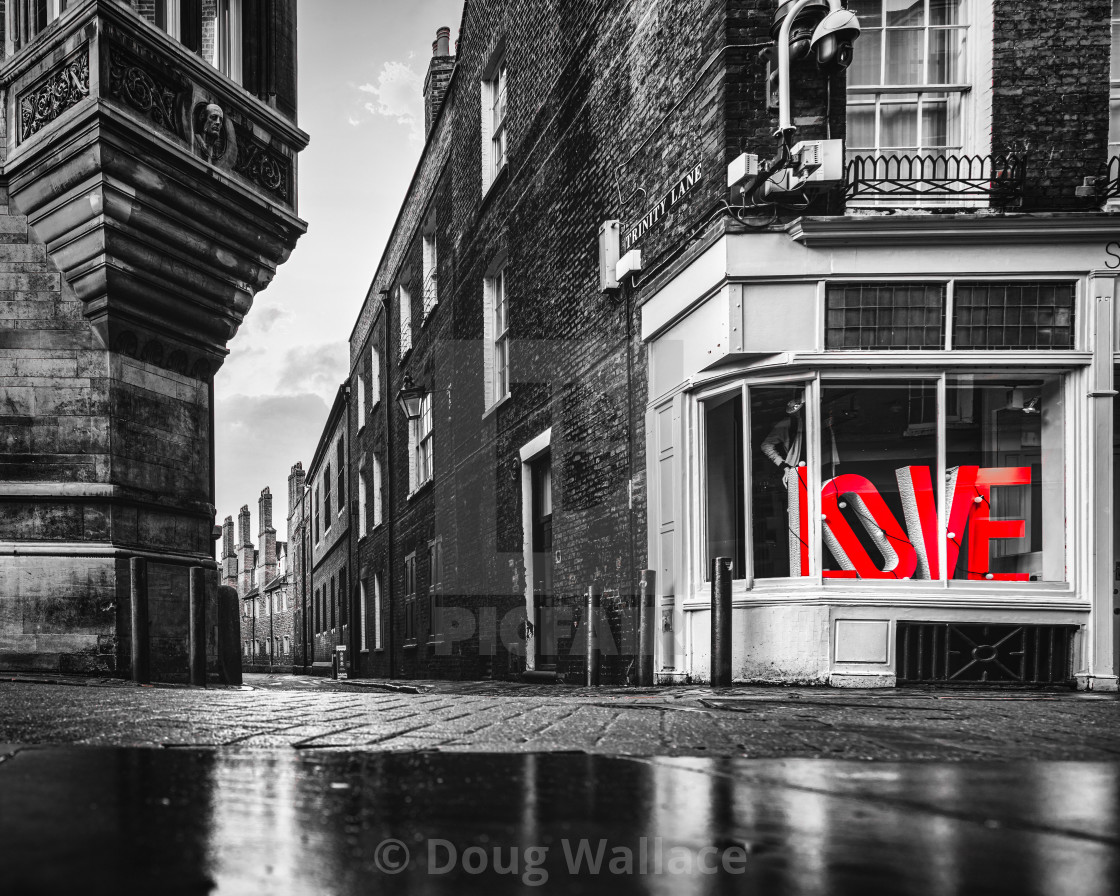 "Love from Trinity Lane, Cambridge UK." stock image