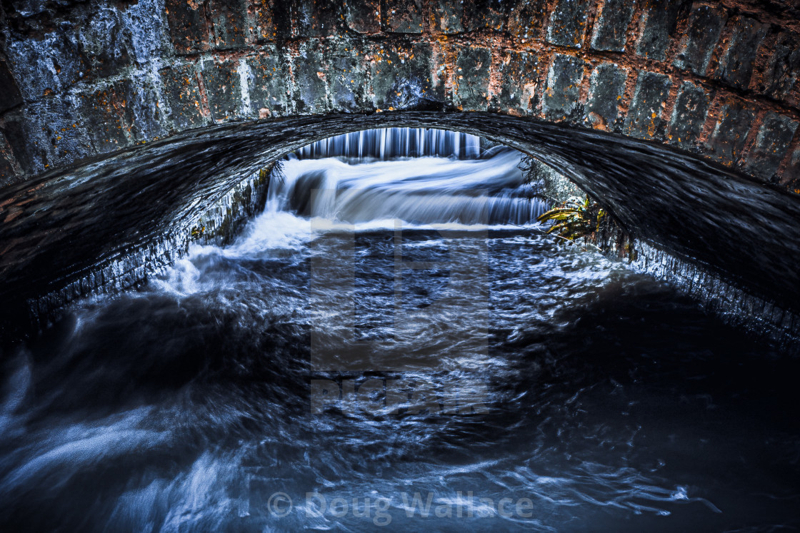 "Waterfall from The River Cam, Mill Lane, Cambridge UK." stock image