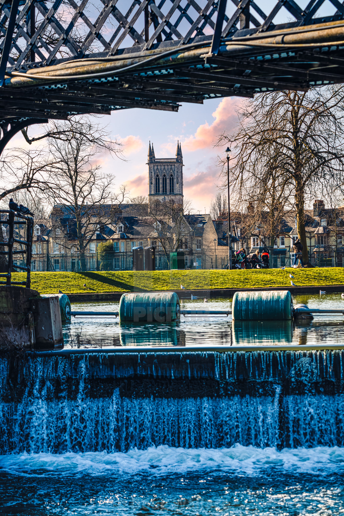 "Sunset from Jesus Lock, River Cam, Cambridge UK." stock image