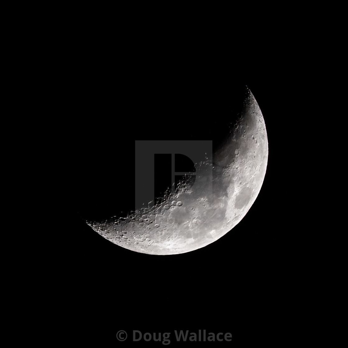 "Waxing Crescent Moon, 31% visible." stock image