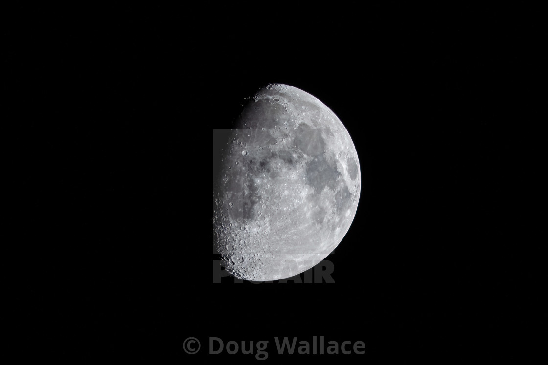 "Waxing Gibbous Moon 72% visible." stock image