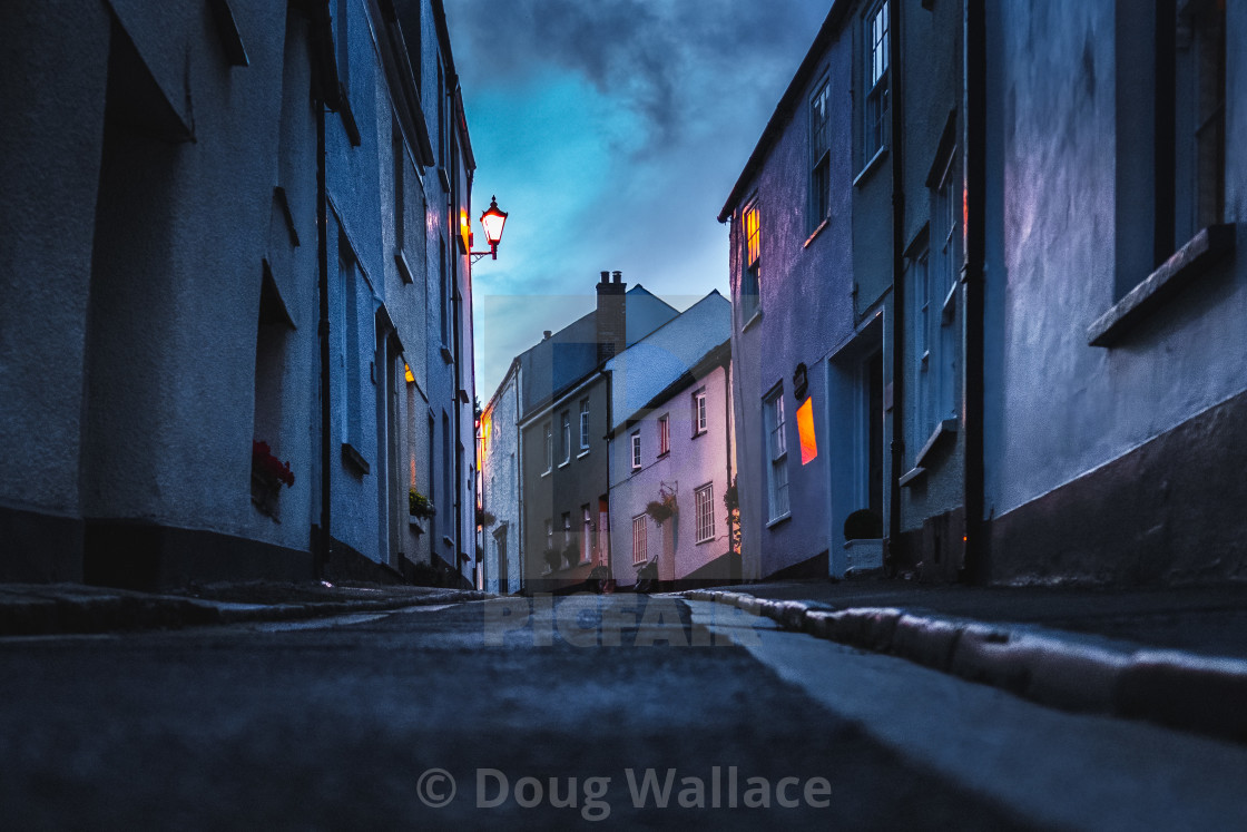 "Blue hour from Armada Road, Cawsand, Cornwall UK." stock image