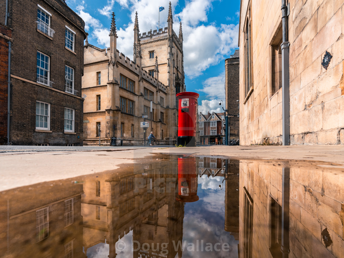 "Reflections from Trumpington Street, Cambridge UK." stock image