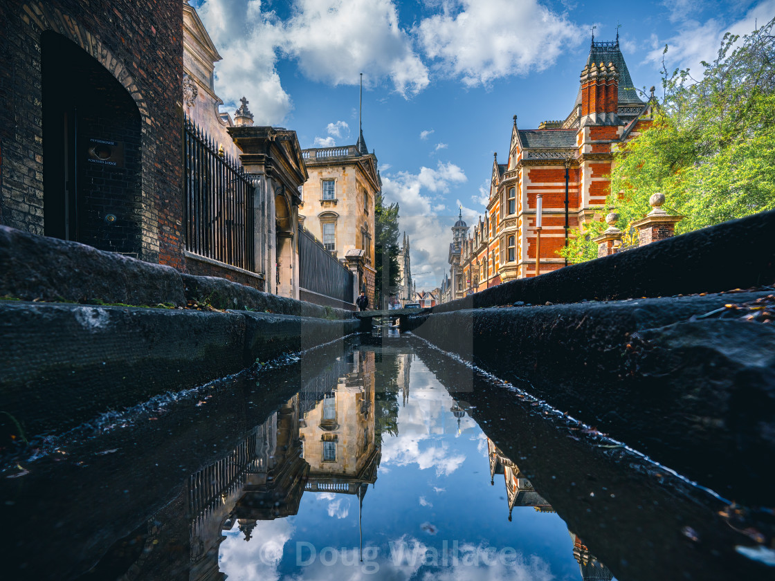 "Reflections from Trumpington Street, Cambridge UK." stock image