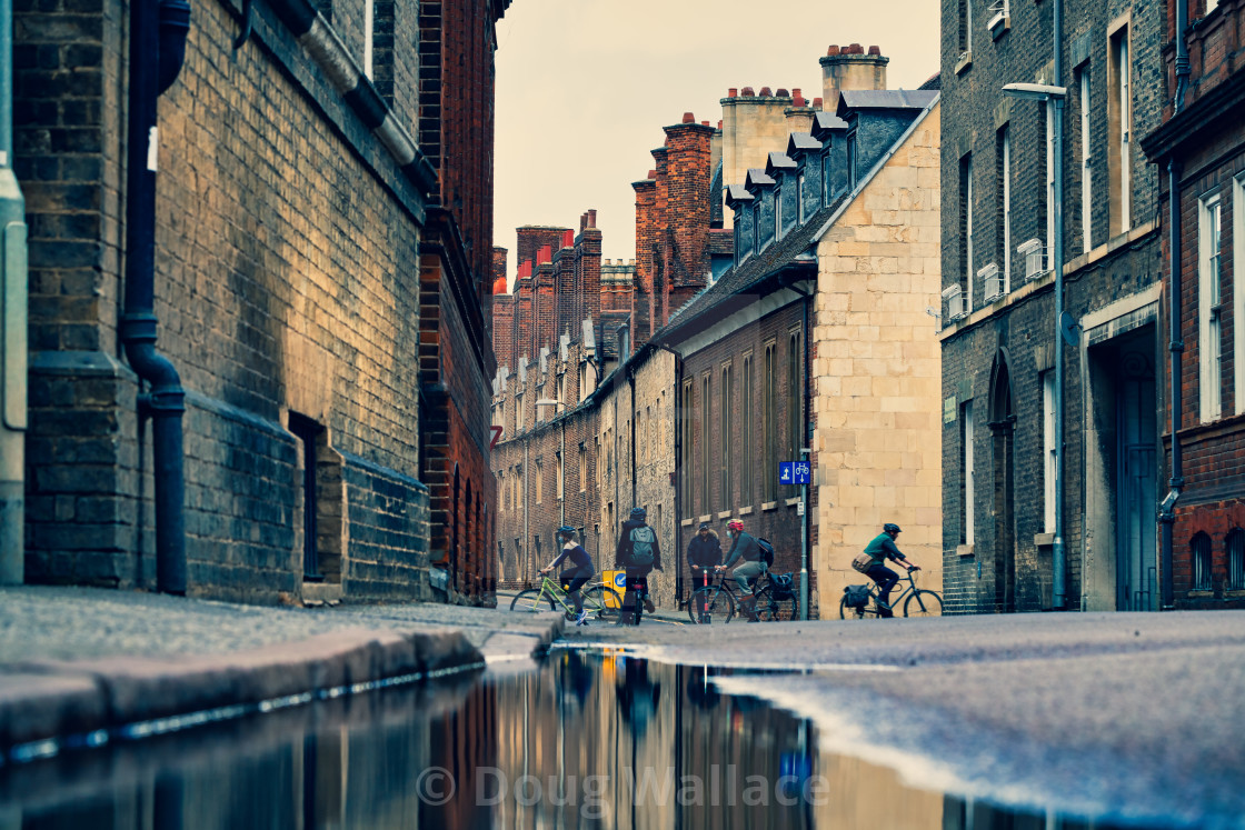 "Reflections from Mill Lane, Cambridge UK." stock image