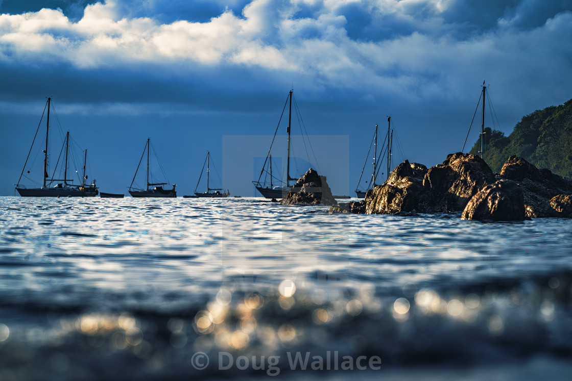 "Sunrise from Cawsand Bay, Cornwall UK." stock image