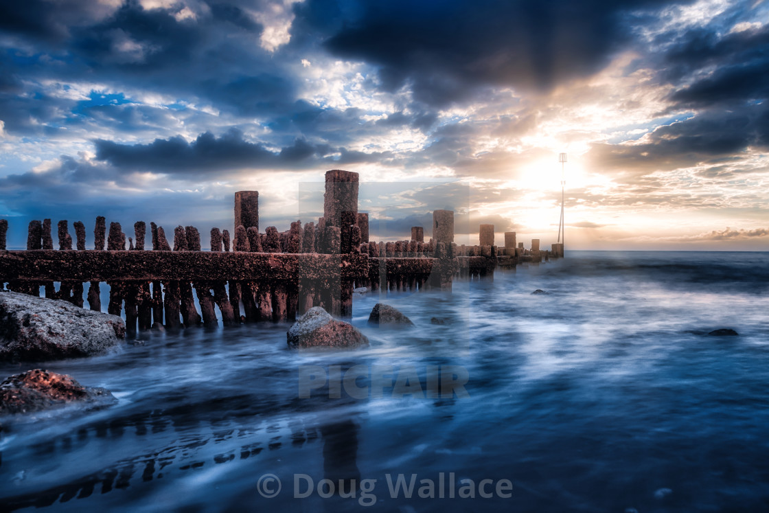 "Groynes of Hunstanton Beach, UK." stock image