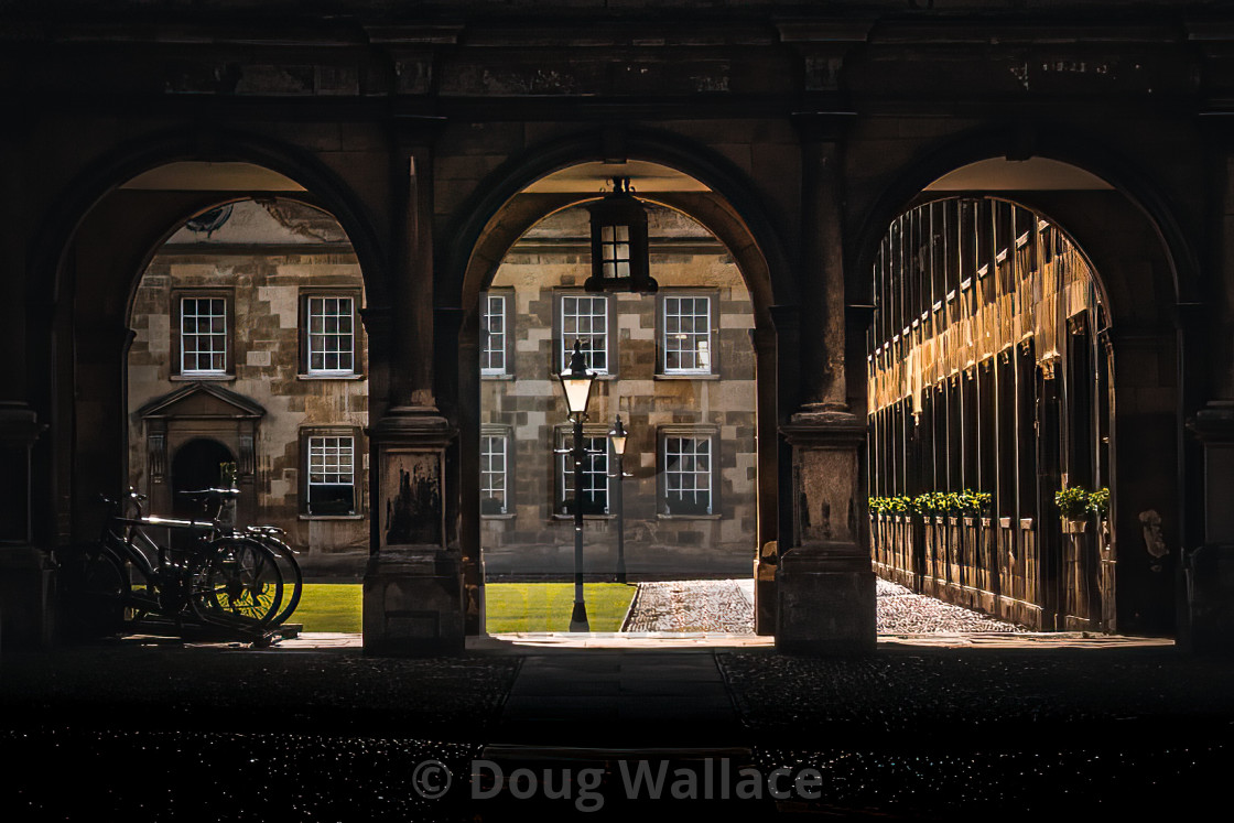 "Courtyard of Peterhouse College, University of Cambridge UK." stock image