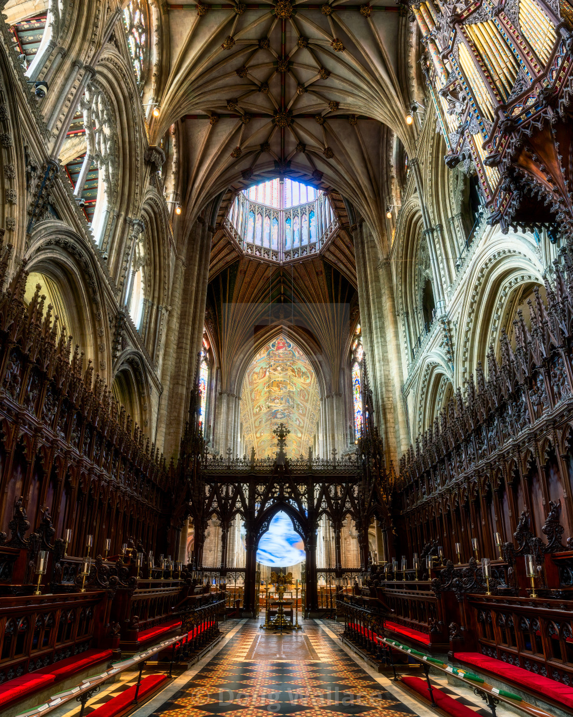 "Ely Cathedral Choir and Octagon Tower, Ely UK." stock image