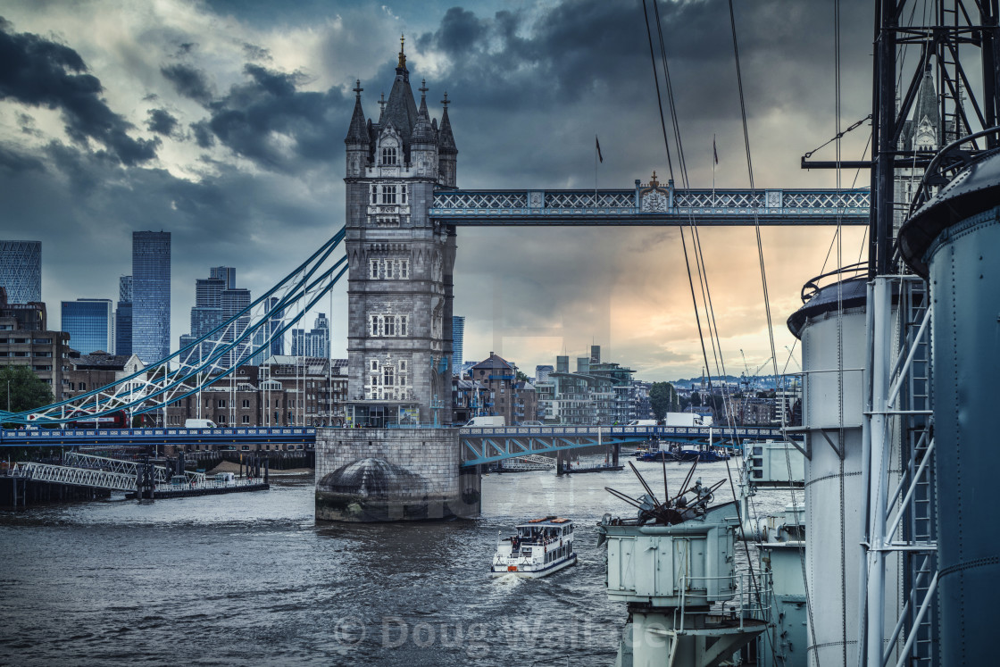 "Tower Bridge from HMS Belfast, London UK." stock image