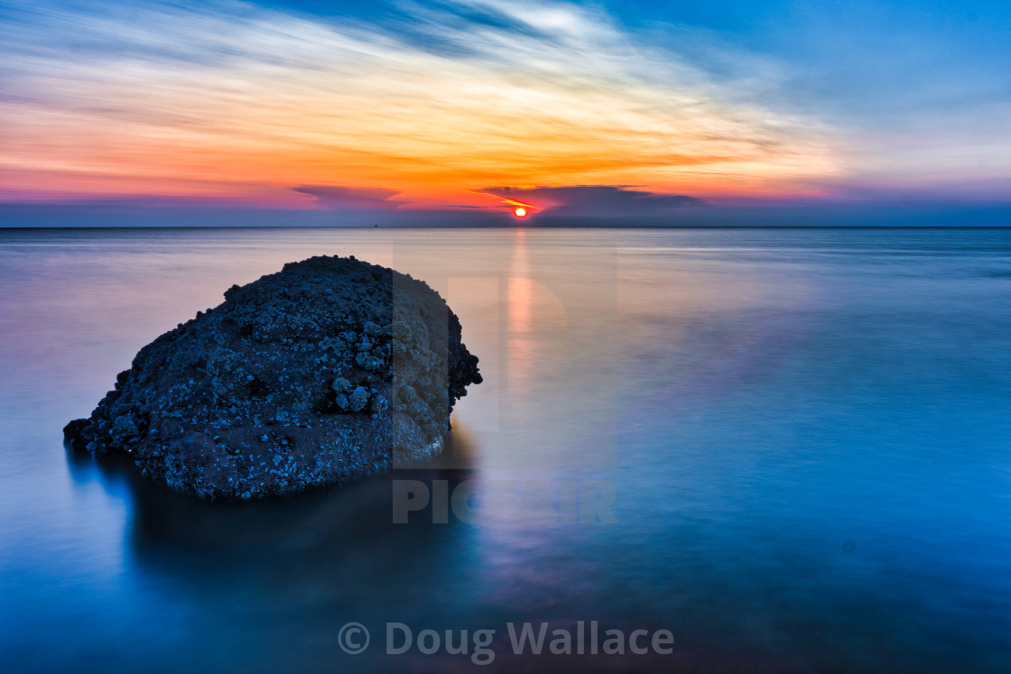 "Long Exposure sunset from Hunstanton Beach, UK." stock image