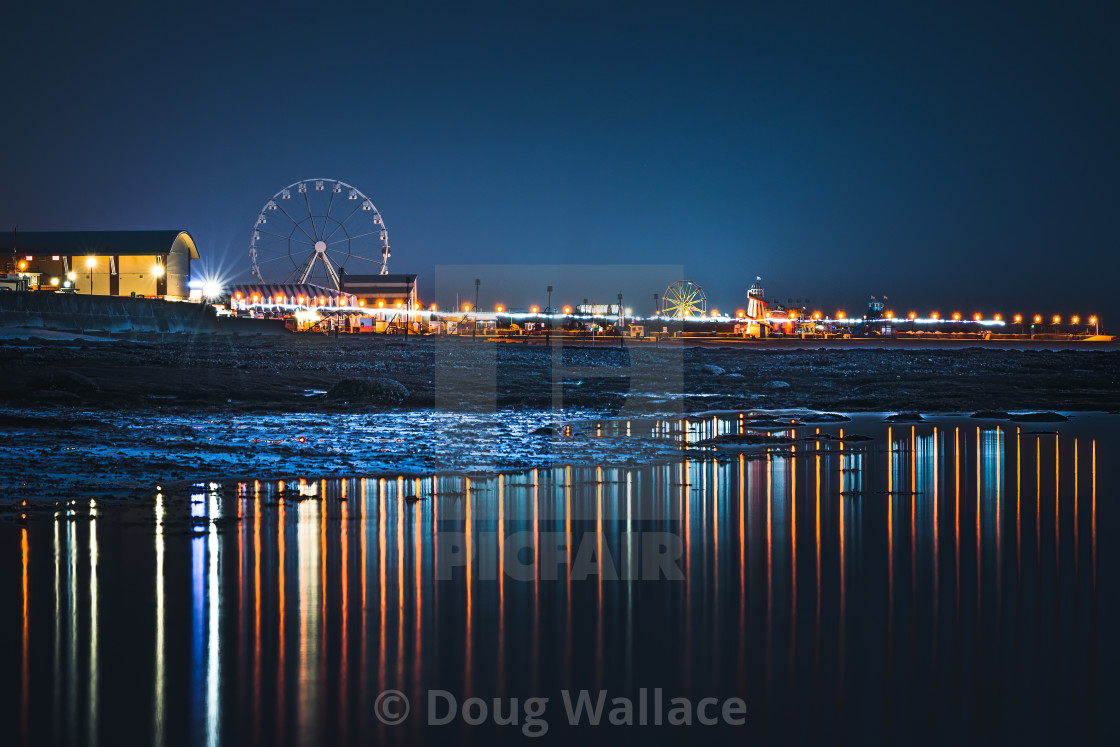 "Hunstanton Beach, night reflections, UK." stock image