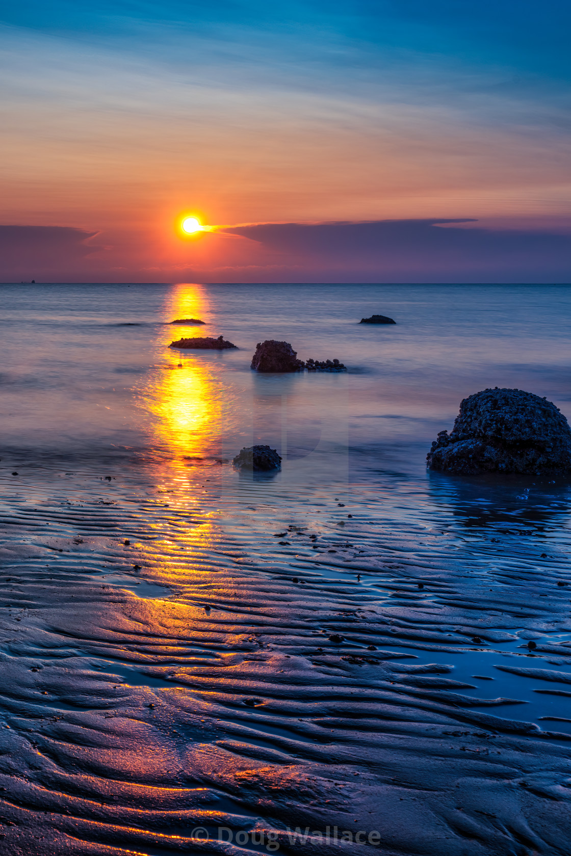 "Golden hour sunset from Hunstanton beach, UK." stock image