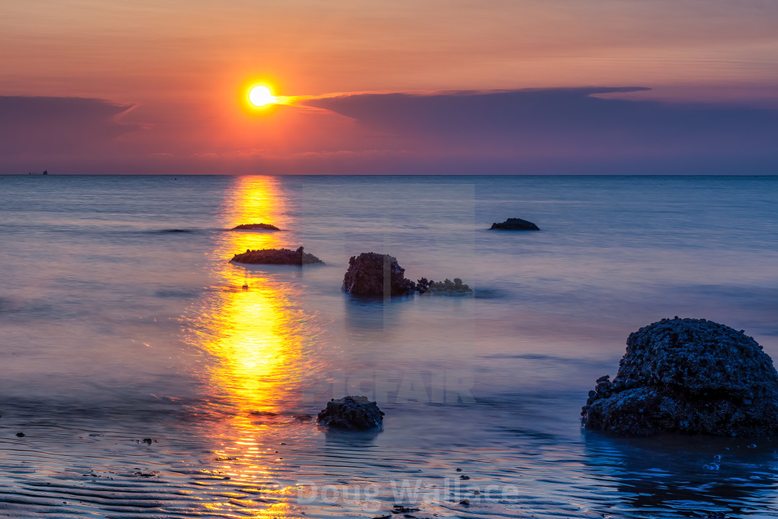 "Golden hour sunset from Hunstanton Beach, UK." stock image