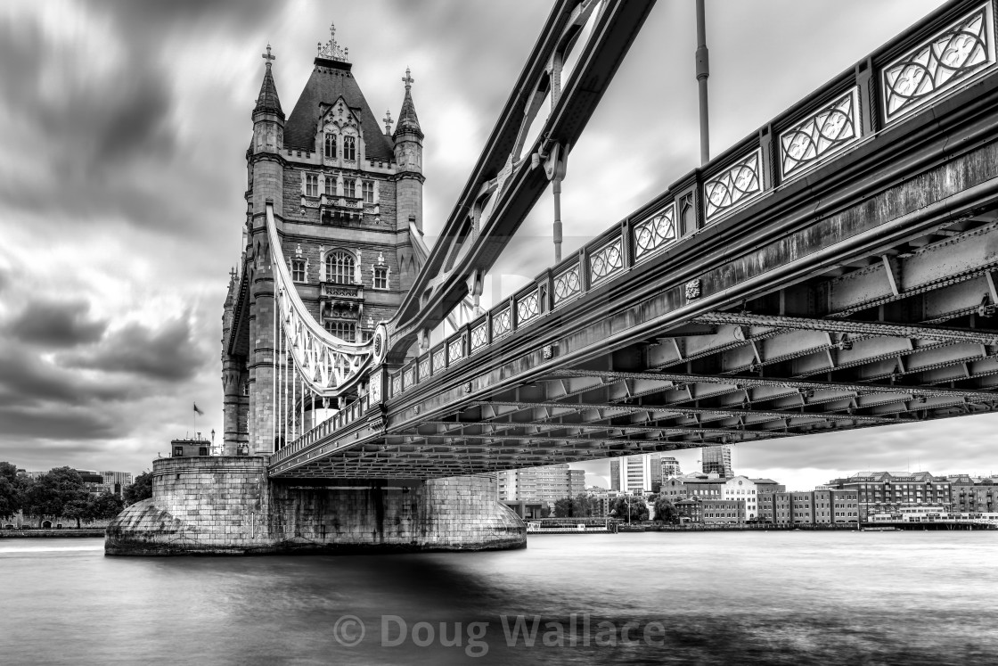 "Tower Bridge, long exposure in Black and White. London UK." stock image