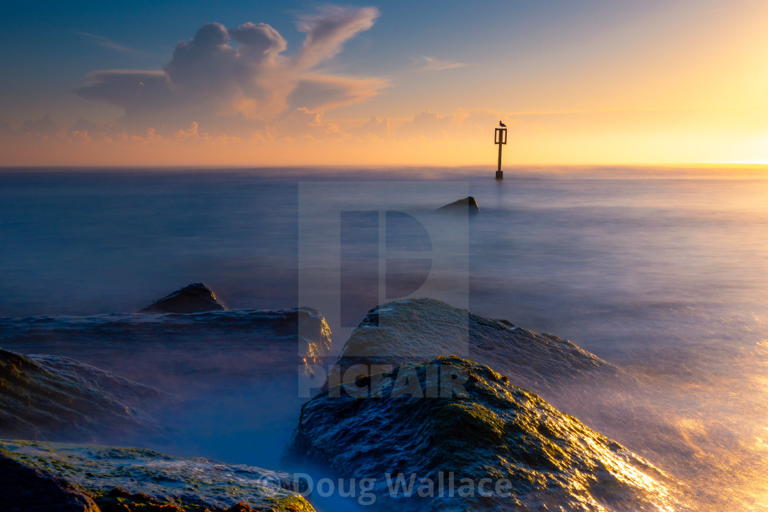 "Sunrise from Southwold Beach, Suffolk, UK." stock image