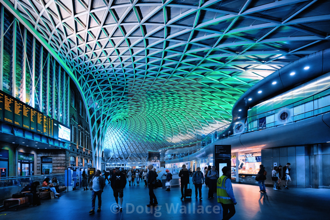 "Night time from London King’s Cross Train Station, London UK." stock image