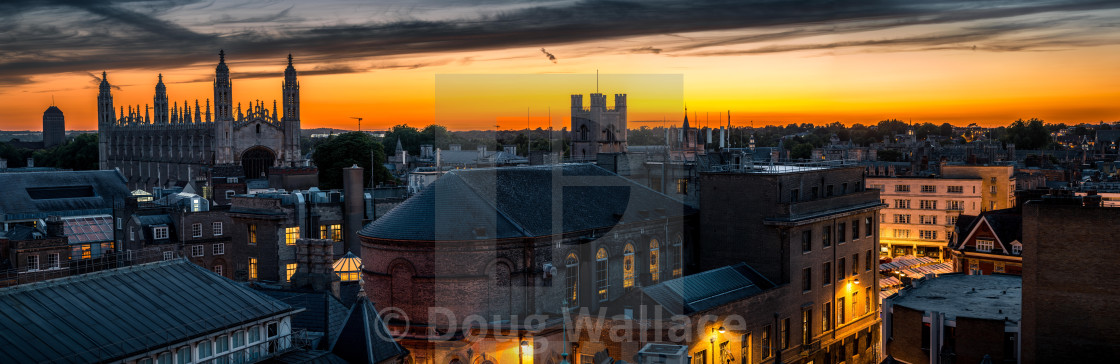 "Cambridge City skyline at sunset, UK." stock image